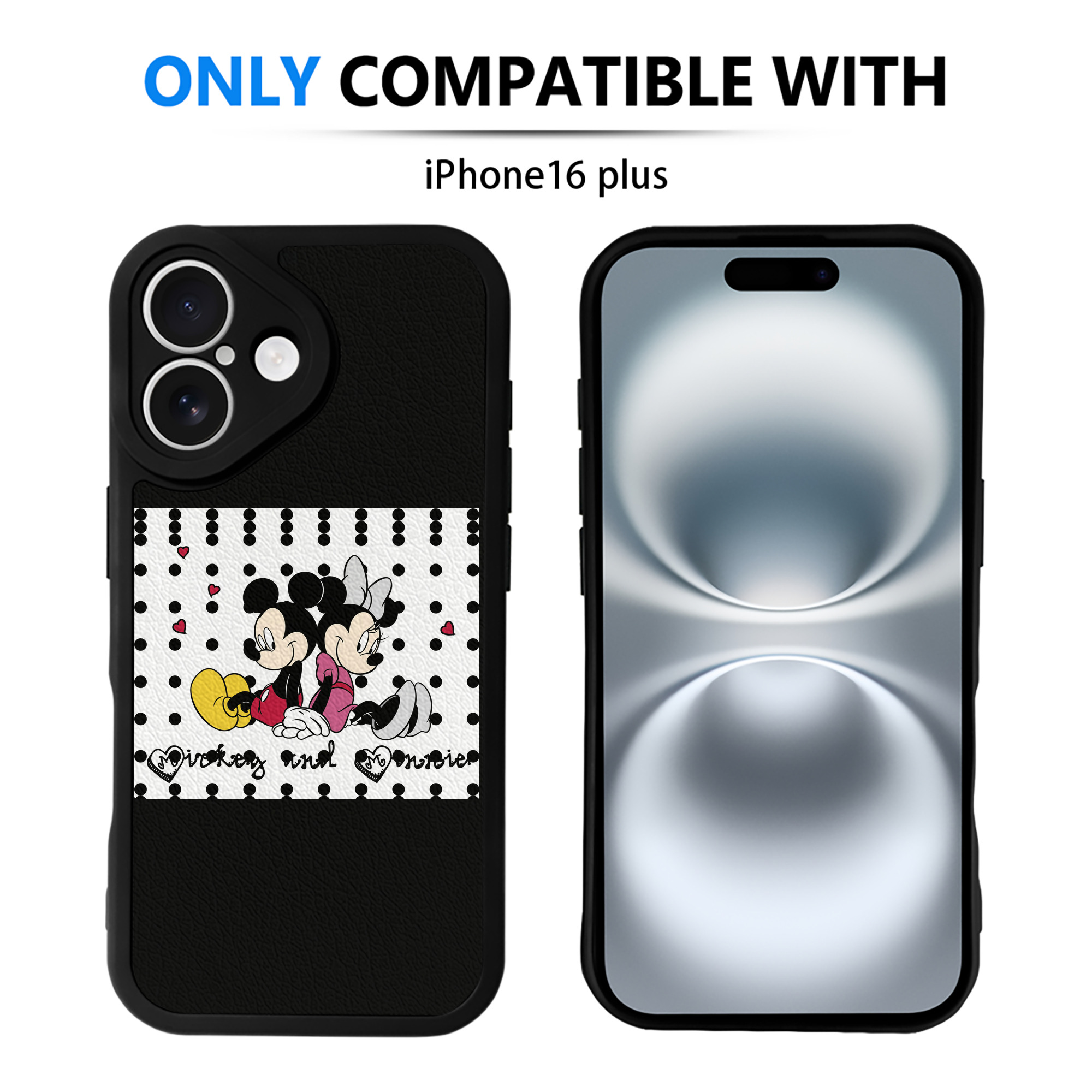 （画像用） ミッキーマウス Mickey Mouse 【iPhone 16シリーズ対応】シリコンスマホケース（レザー調） 材質：シリコン